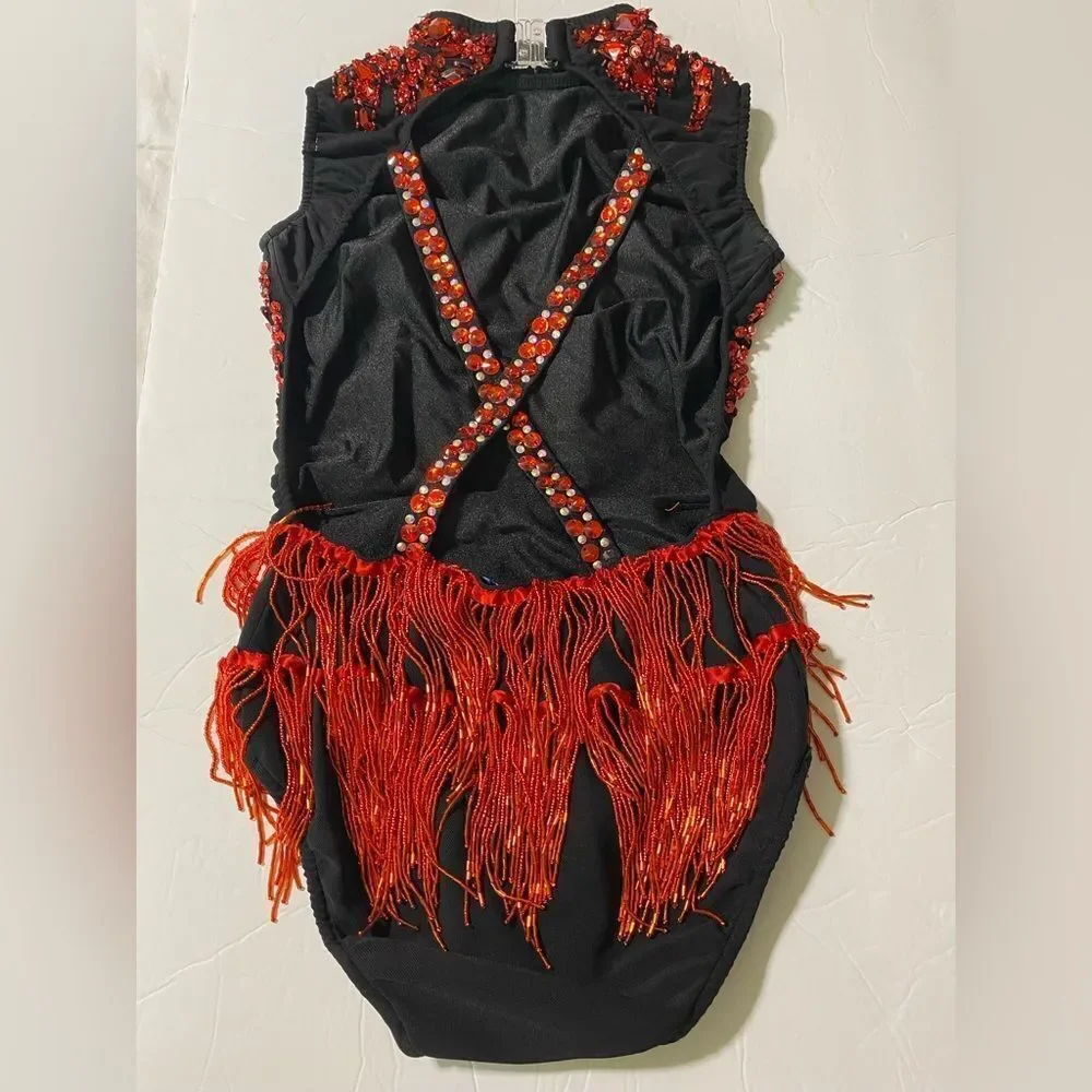 Rare Glamour competition solo dance costume red black jazz contemporary SA adult